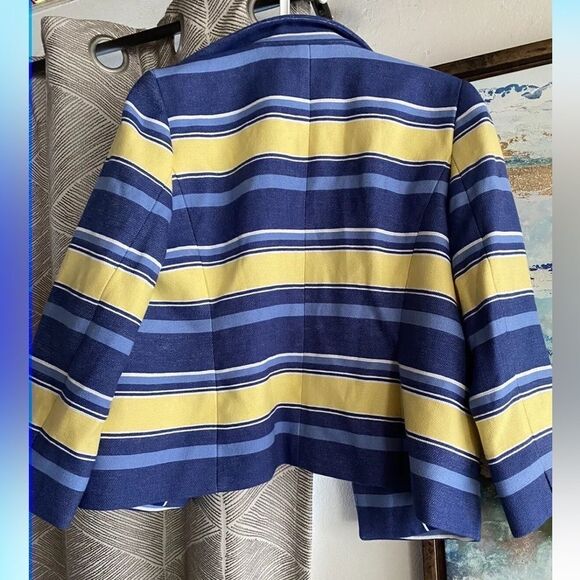Talbots petites blue and yellow striped jacket size 6P - Picture 2 of 7